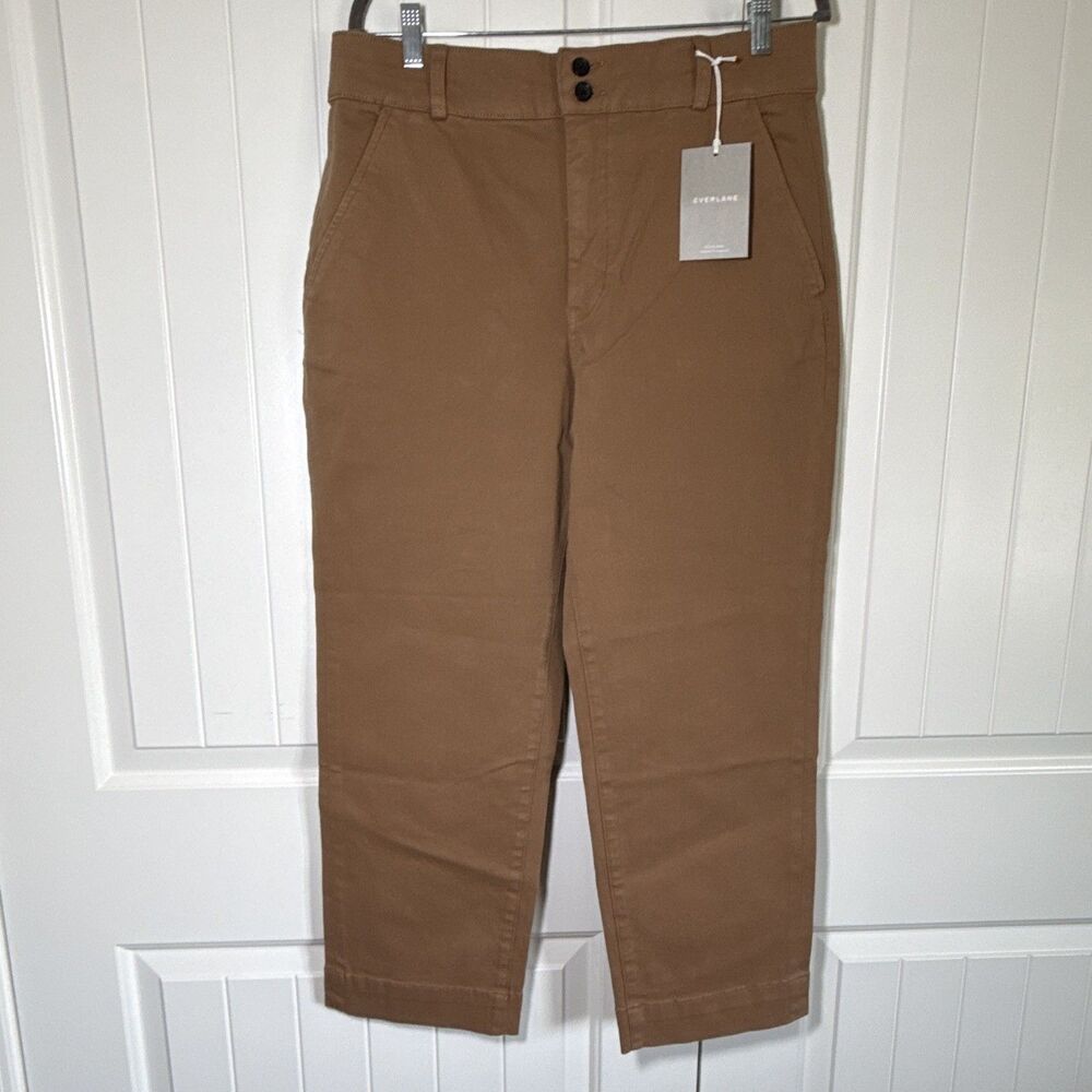 Everlane Women's Brown Organic Cotton Twill Chino Pants High Rise Straight 27"